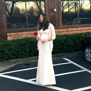 Lulus White/Cream Lace Gown